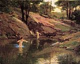 Edward Henry Potthast Famous Paintings - The Swimming Hole